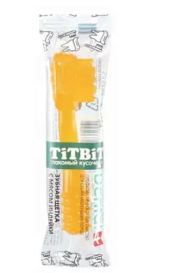 TiTBiT лакомство для собак мелких пород Дентал+ зубная щетка с мясом индейки
